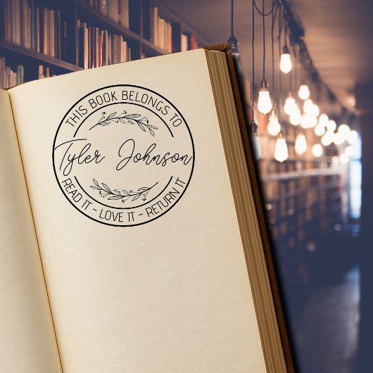 図書室蔵書票図書印カスタムフローラ セルフインキングスタンプ