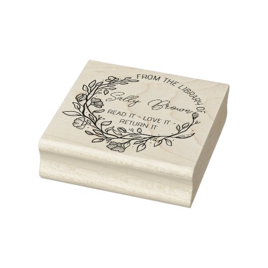 図書室蔵書票図書印カスタムフローラ ラバースタンプ (スタンプ)