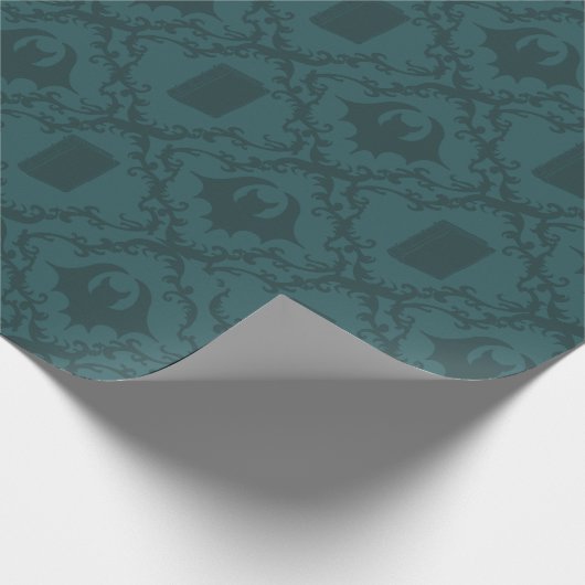 図書幽霊のよく出る書及びこうもりパターン(の模様が)ある ラッピングペーパー (角)