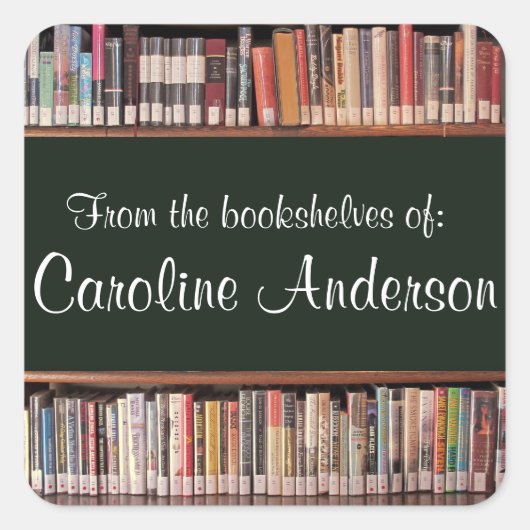 図書書棚パーソナライズされた蔵書票シール スクエアシール (正面)
