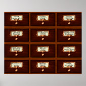 図書木製カードカタログ引き出読し ポスター (正面)