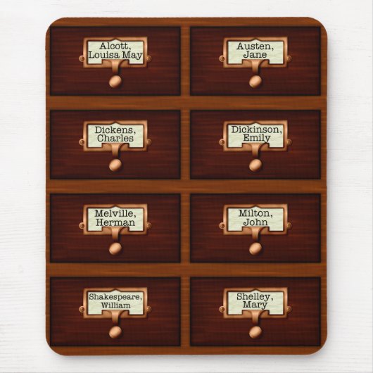 図書木製カードカタログ引き出読し マウスパッド (正面)