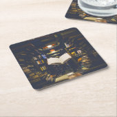 図書棚オープンブック読 スクエアペーパーコースター (アングル)