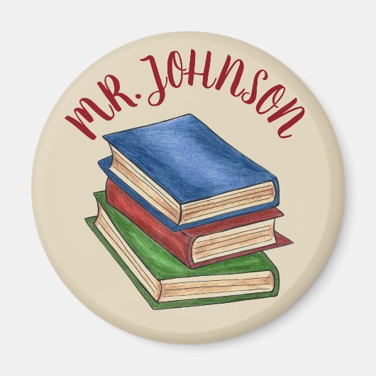 図書目録スタック先生図書教育者ギフト マグネット (正面)