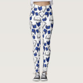 図書読み手の青と白のブックパターン レギンス (正面)