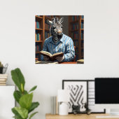 図書館おもしろいゼブラリー絵画ゼブラ ポスター (ホームオフィス)