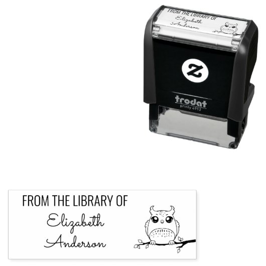 図書館からかわいいフクロウ セルフインキングスタンプ (インサイチュ)