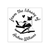 図書館からの名前をカスタムする モダン | キャッおもしろいト ラバースタンプ (インプリント)