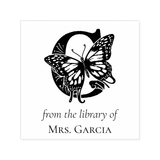 図書館からの手紙G蝶モノグラム セルフインキングスタンプ (デザイン)