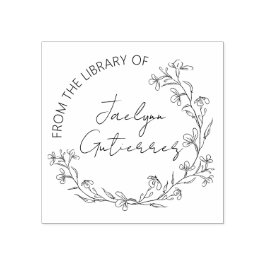 図書館からの花の落書き ラバースタンプ
