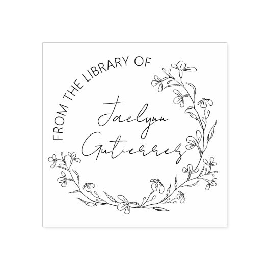 図書館からの花の落書き ラバースタンプ (インプリント)