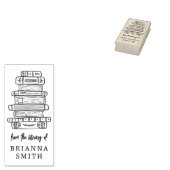 図書館から手で描いた本のスタック ラバースタンプ (押印)