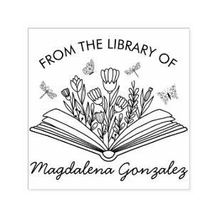 図書館から花とんぼを開く セルフインキングスタンプ