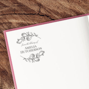 図書館から集まった美しいマグノリアの枝 セルフインキングスタンプ