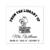 図書館から |かわいい女の子読の先生本 セルフインキングスタンプ (デザイン)