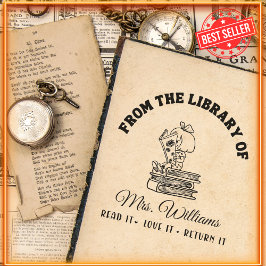 図書館から |かわいい女の子読の先生本 セルフインキングスタンプ