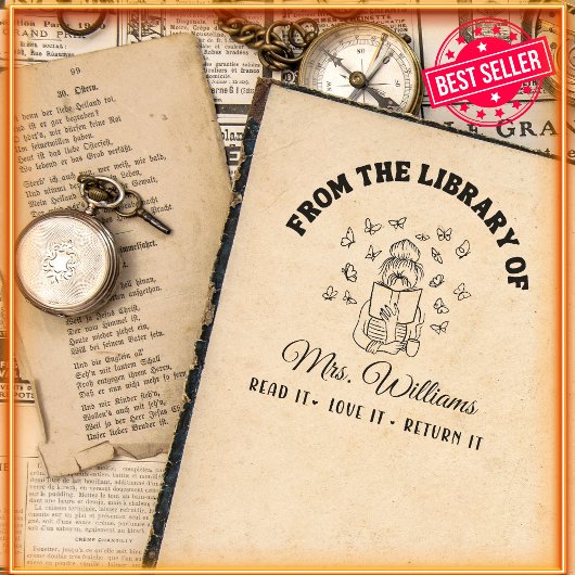 図書館から |かわいい蝶ガーリー本 セルフインキングスタンプ