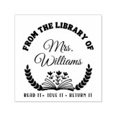 図書館から |シンプル葉のモダン本 セルフインキングスタンプ (デザイン)