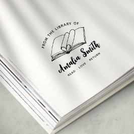 図書館から |ハートシンプルブック ラバースタンプ