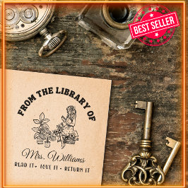 図書館から |ボタニカルガールヴィンテージ書 セルフインキングスタンプ