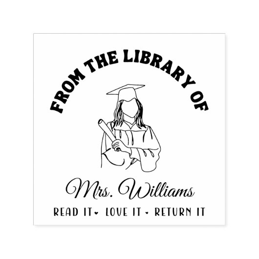 図書館から |卒業ガールブック先生 セルフインキングスタンプ (デザイン)