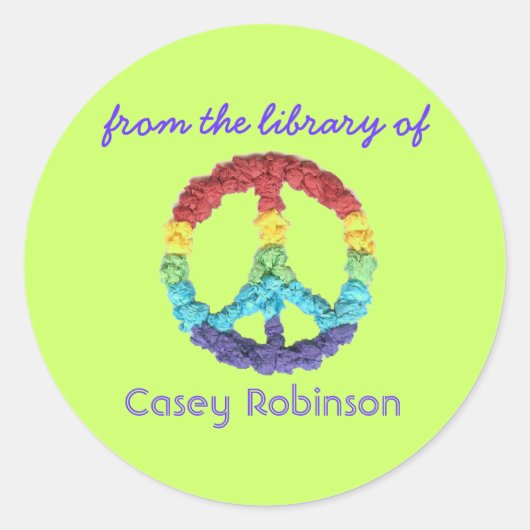 「図書館から」平和サイン蔵書票 ラウンドシール (正面)