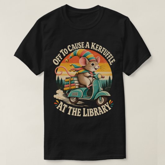 図書館で大騒ぎするポッサム Tシャツ (デザイン正面)