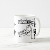 図書館で本を読む男性たち コーヒーマグカップ (正面右)