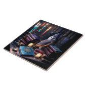 図書館とフクロウと蝋燭の神秘的な本 タイル (側面)