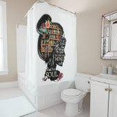 図書館に入る彼女はシャワー・カーテンを浴びる シャワーカーテン (インサイチュ)