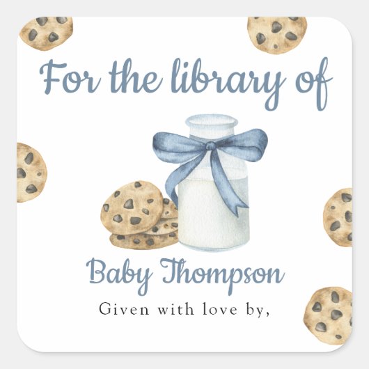 図書館のためにミルクとクッキー スクエアシール (正面)