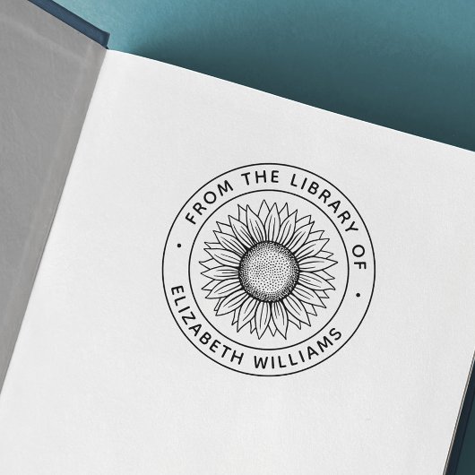 図書館のひまわりカスタムネームブック セルフインキングスタンプ