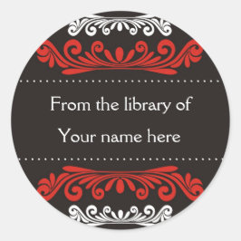 図書館のエクスリブリス装飾的なパターン黒 ラウンドシール
