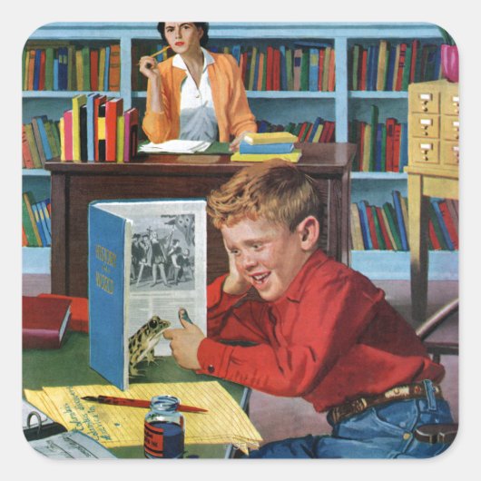 図書館のカエル スクエアシール (正面)