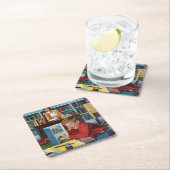 図書館のカエル スクエアペーパーコースター (インサイチュ)