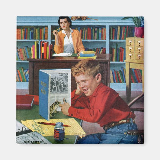 図書館のカエル マグネット (正面)