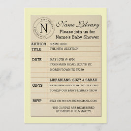 図書館のカード ベビーシャワー 黄色の招待状 招待 招待状