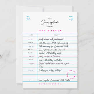 図書館のカード 年間レビュー フラット ホリデー カード