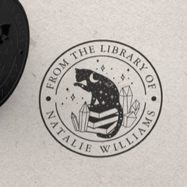 図書館のクリスタル・キャット・スター・ペンシル・ムーン ラバースタンプ