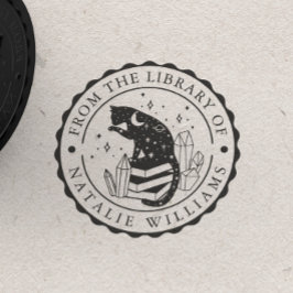 図書館のクリスタル・キャット・スター・ペンシル・ムーン ラバースタンプ