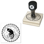 図書館のクリスタル・キャット・スター・ペンシル・ムーン ラバースタンプ (押印)