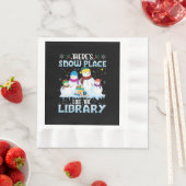 図書館のクリスマスのような雪の場所がある 縁ありランチョンナプキン (インサイチュ)