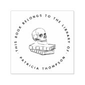 図書館のゴシックスカルのミニマリスト セルフインキングスタンプ (デザイン)