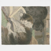 図書館のフリースブランケットの2匹の猫 フリースブランケット (正面(横))