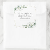 図書館のユーカリ赤ちゃんシャワー蔵書票 スクエアシール (バッグ)