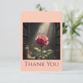 図書館の光に浮かぶ薔薇 本の愛好家 サンキューカード (スタンド正面)