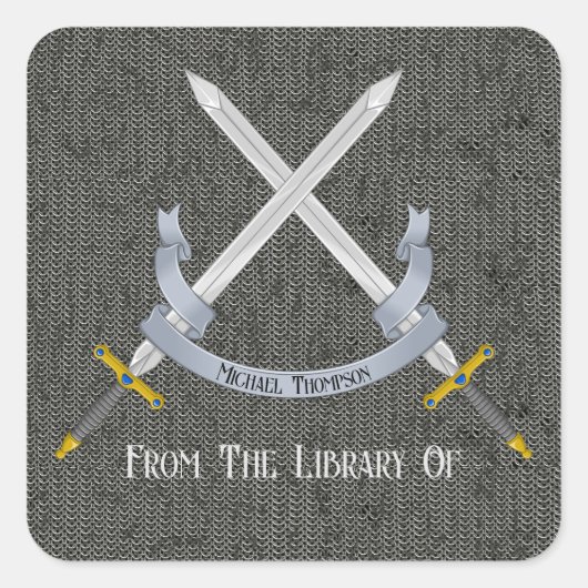 図書館の剣とチェーンメール スクエアシール (正面)