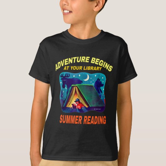 図書館の夏休み読書プログラムで冒険のはじまり Tシャツ (正面)