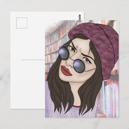 図書館の女の子 ポストカード (正面/裏面)