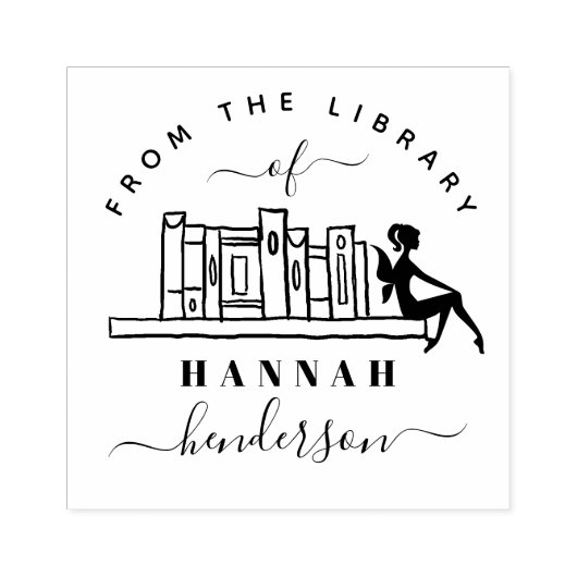 図書館の本からシックな本棚の妖精カスタムの本 ラバースタンプ (インプリント)
